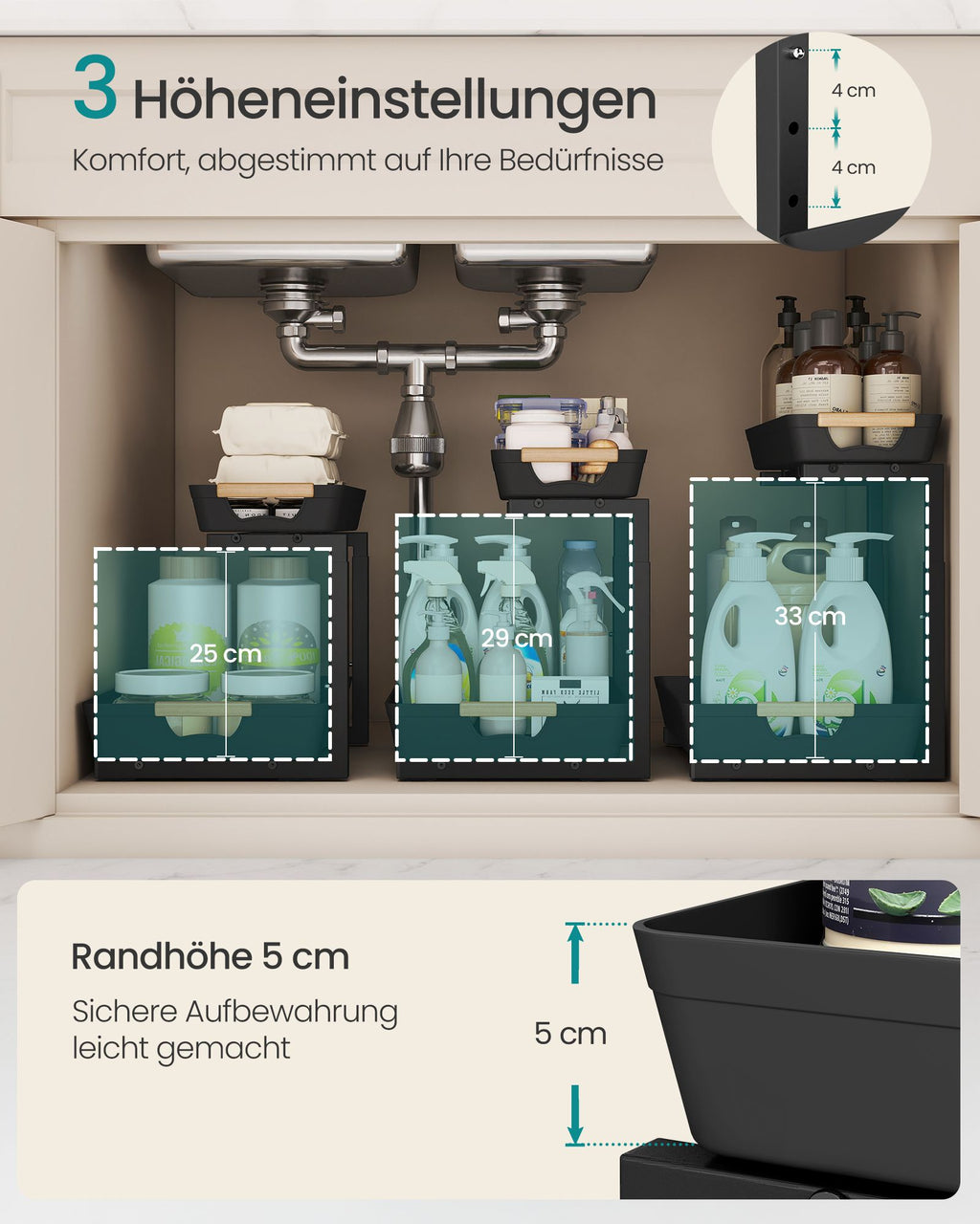 Spülbecken-Organizer in L-Form für Unterschränke