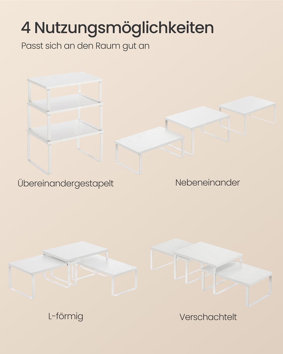 Gewürzregal 3er Set stapelbar und erweiterbar schneeweiß-mattweiß