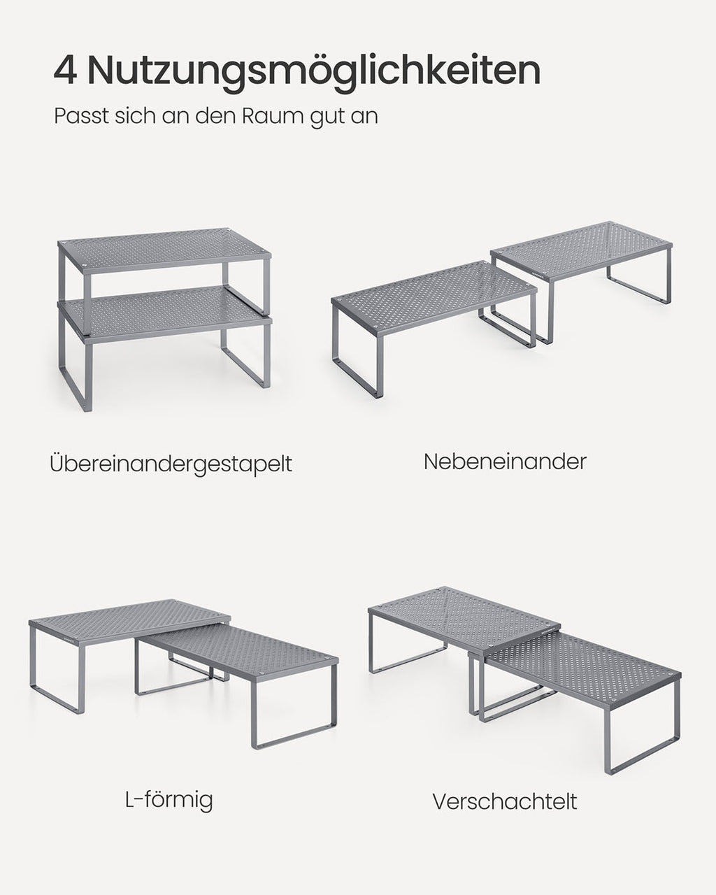 Gewürzregal 2er Set erweiterbar stapelbar silbern