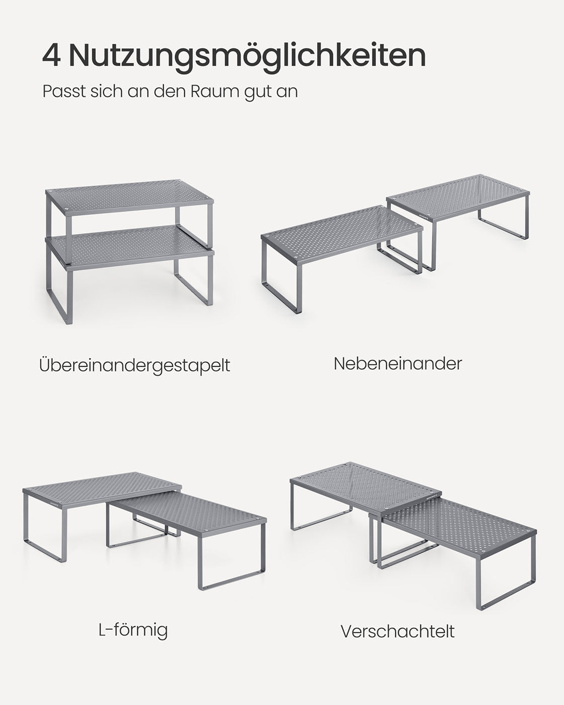 Gewürzregal 2er Set erweiterbar stapelbar silbern