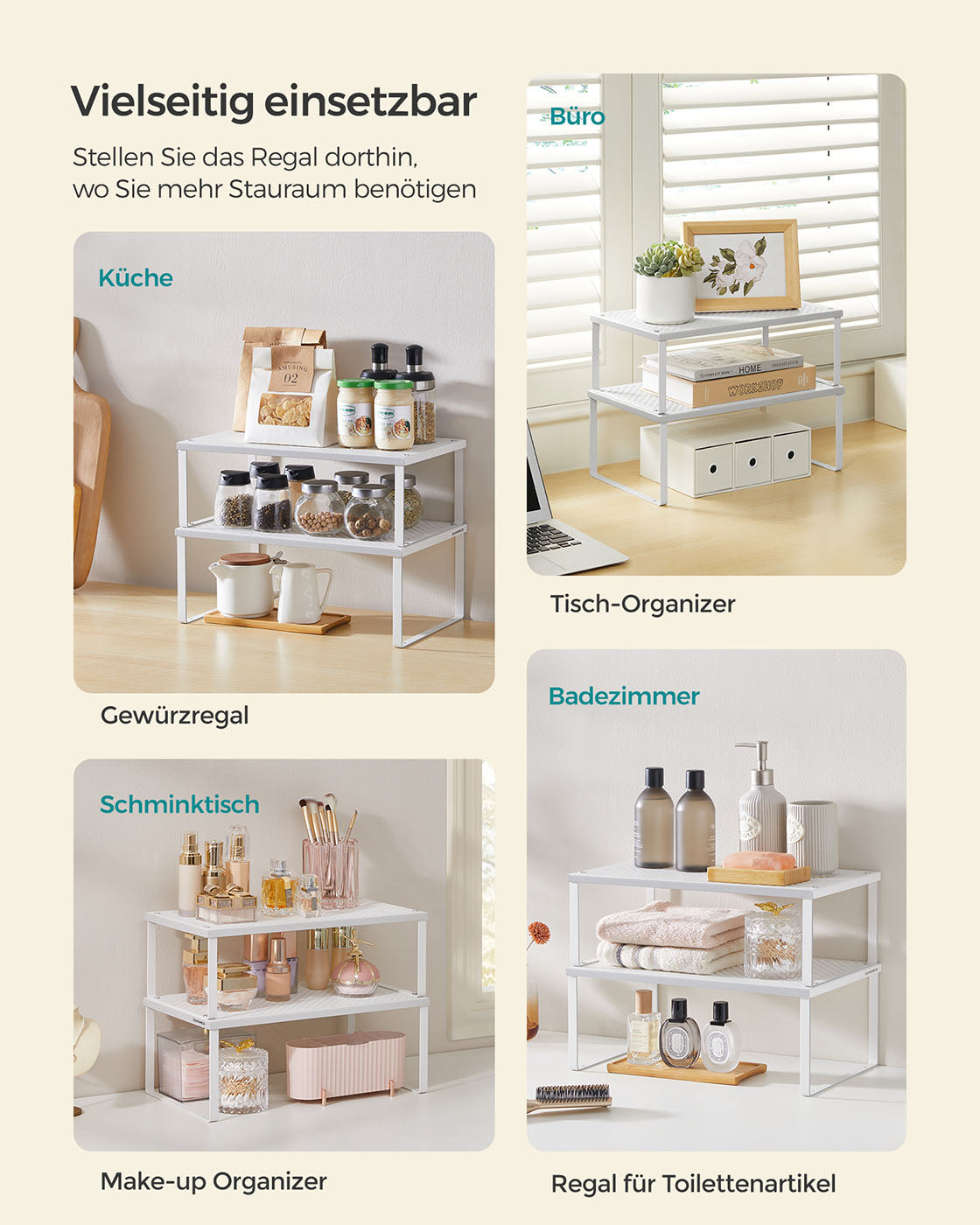 Gewürzregal 2er Set erweiterbar stapelbar weiß
