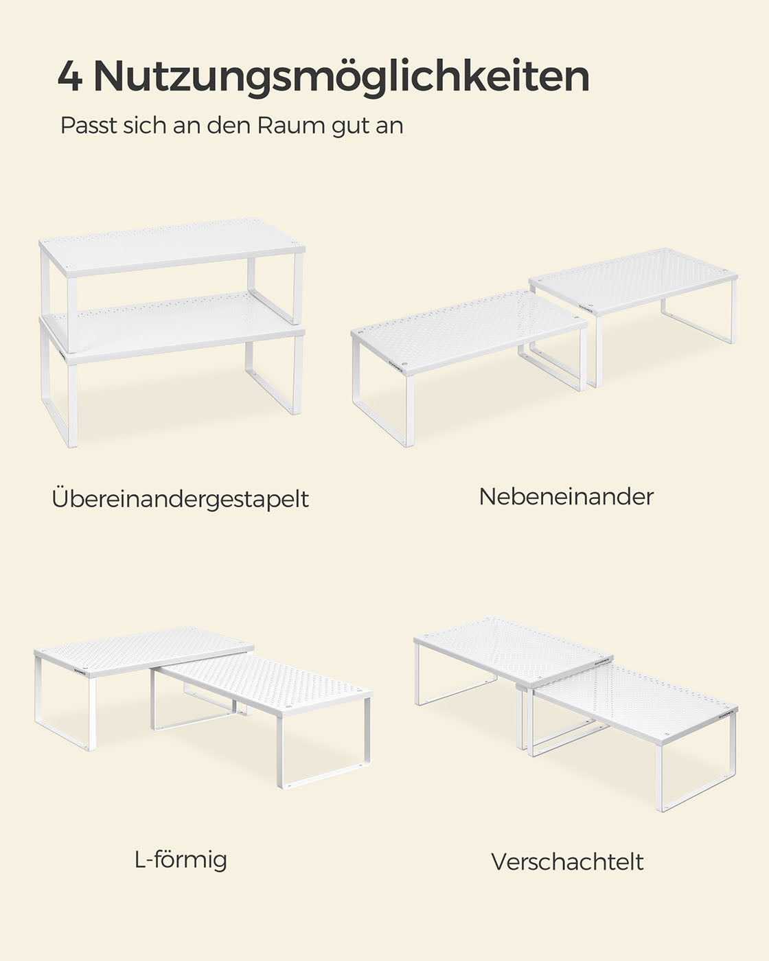 Gewürzregal 2er Set erweiterbar stapelbar weiß