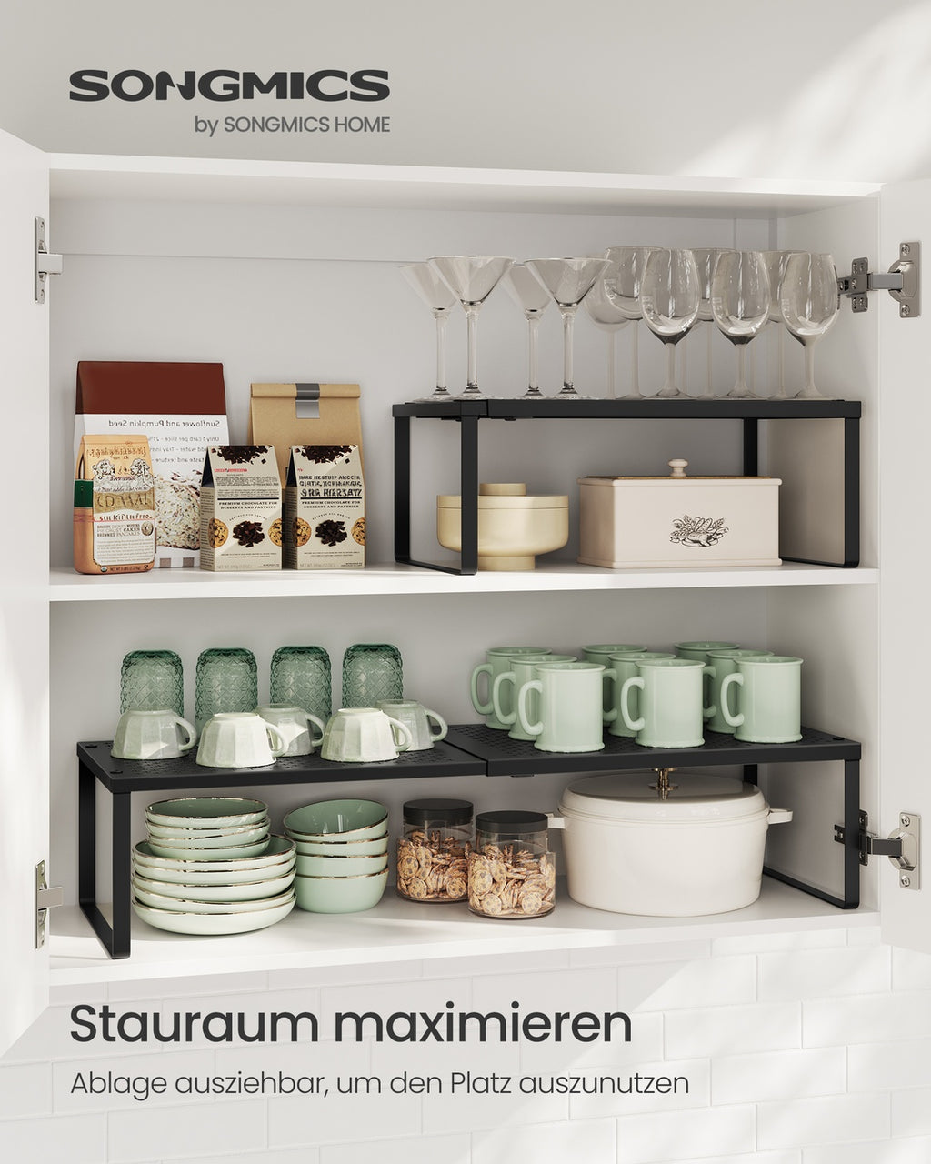 Gewürzregal 2er Set ausziehbar 23 x (38-60) x 15,3 cm mattschwarz