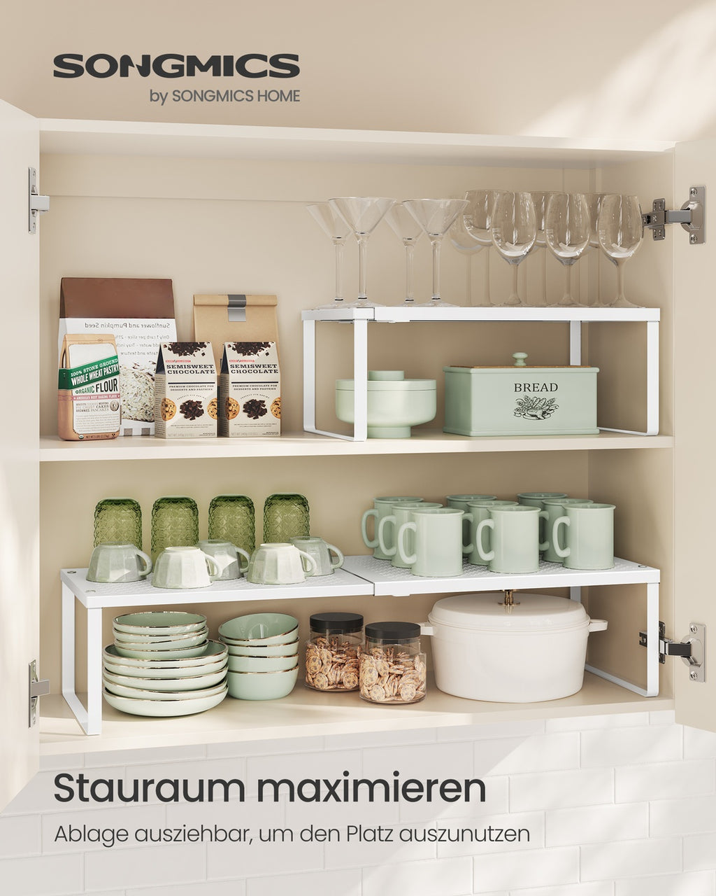 Gewürzregal 2er Set ausziehbar 23 x (38-60) x 15,3 cm mattweiß
