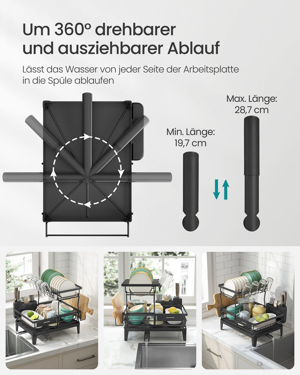 Geschirrabtropfständer mit zwei Ebenen für