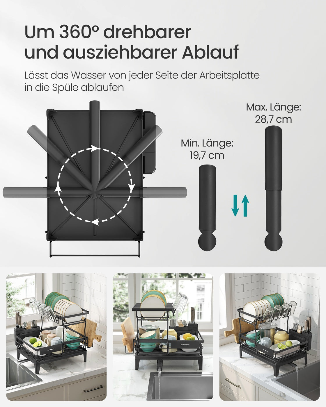 Geschirrabtropfständer mit zwei Ebenen für
