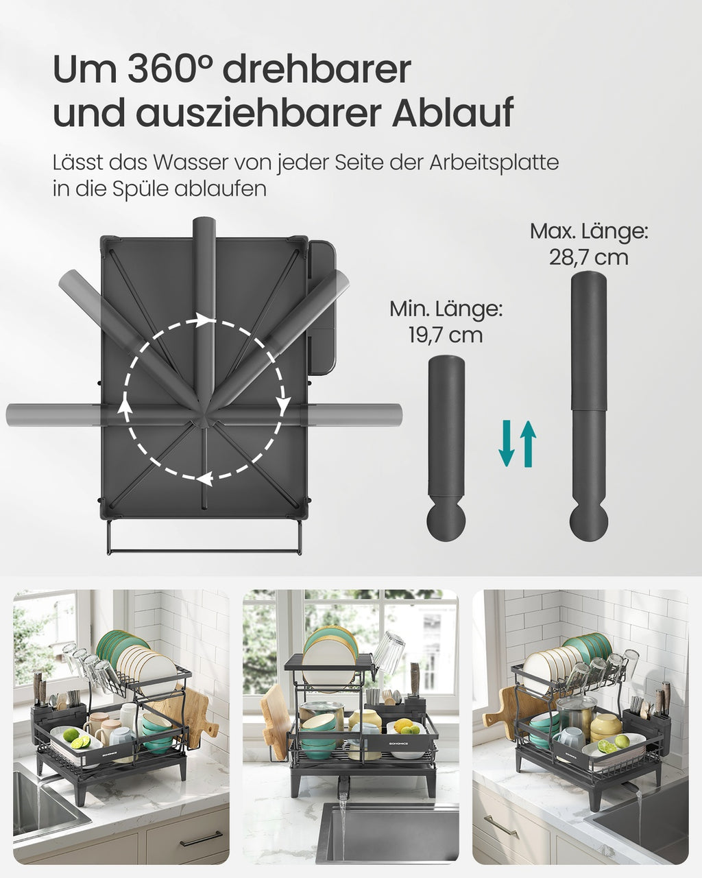 Abtropfgestell Geschirr, 2 stufiger Geschirr-Abtropfständer