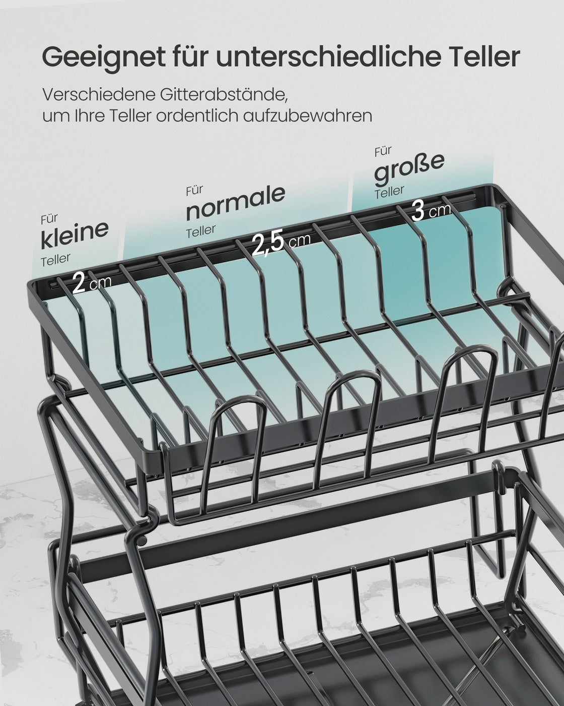 Abtropfgestell Geschirr, 2 stufiger Geschirr-Abtropfständer