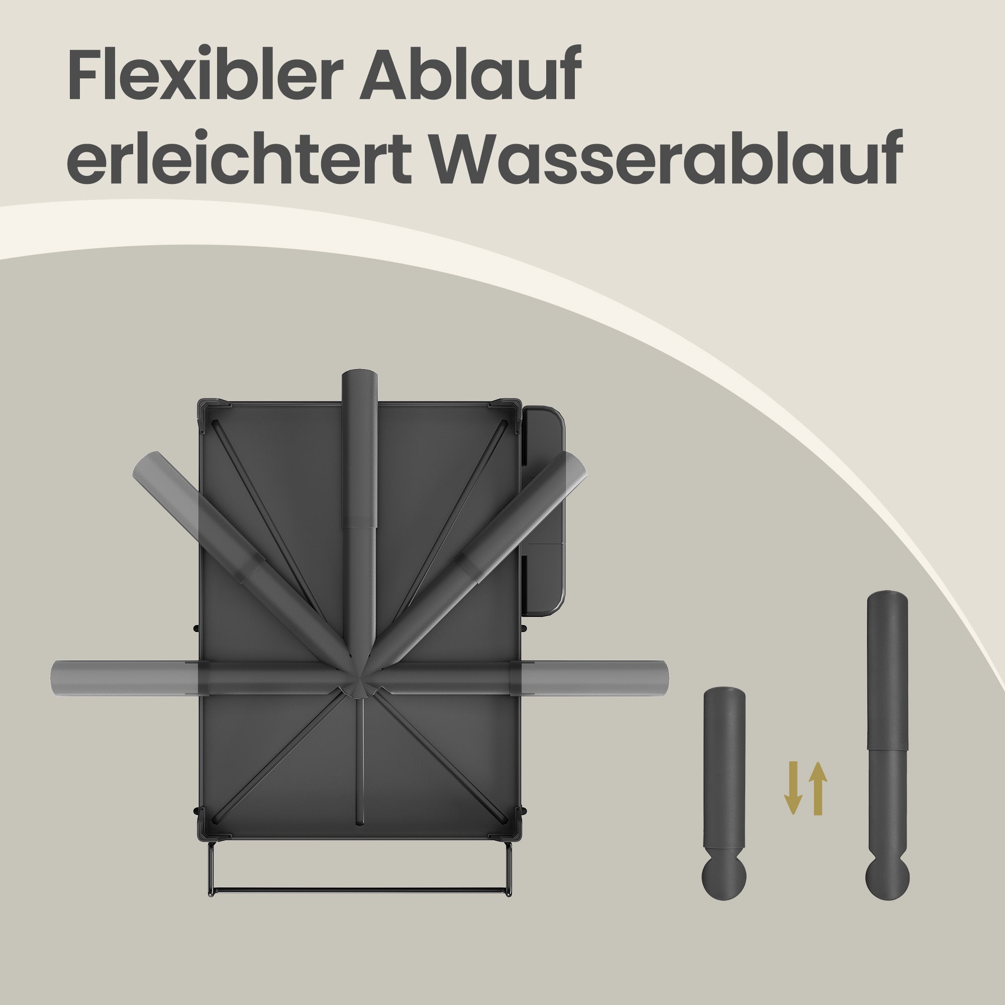 Geschirrständer 2-stufig, Abtropfgestell mit drehbarem Ablauf, Besteckhalter