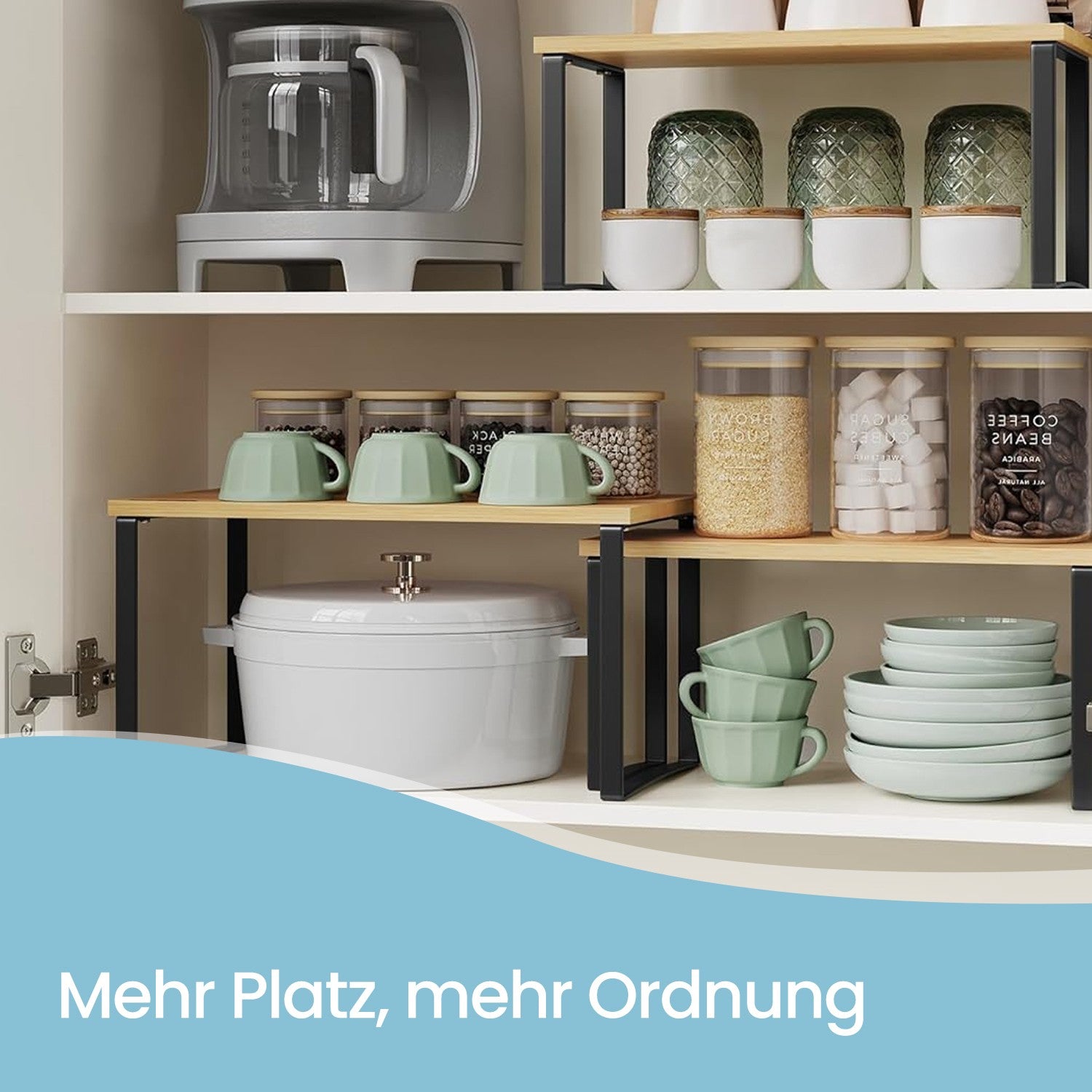 3er Set Gewürzregale, Küchen-Organizer, stapelbar und erweiterbar