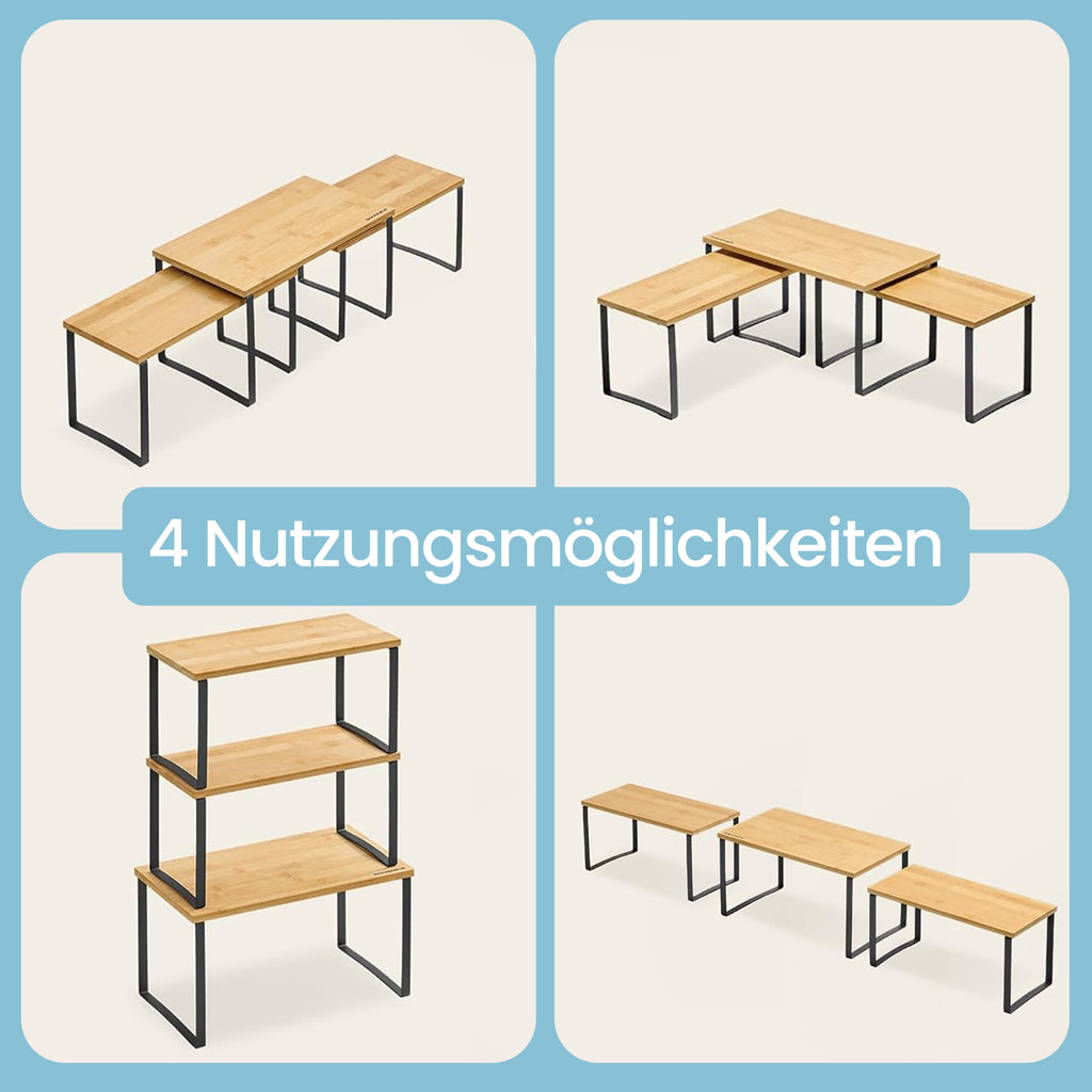 3er Set Gewürzregale, Küchen-Organizer, stapelbar und erweiterbar
