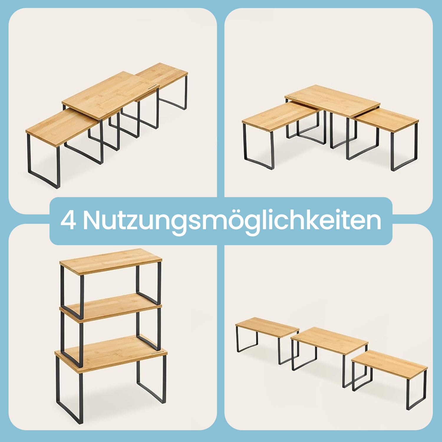 3er Set Gewürzregale, Küchen-Organizer, stapelbar und erweiterbar