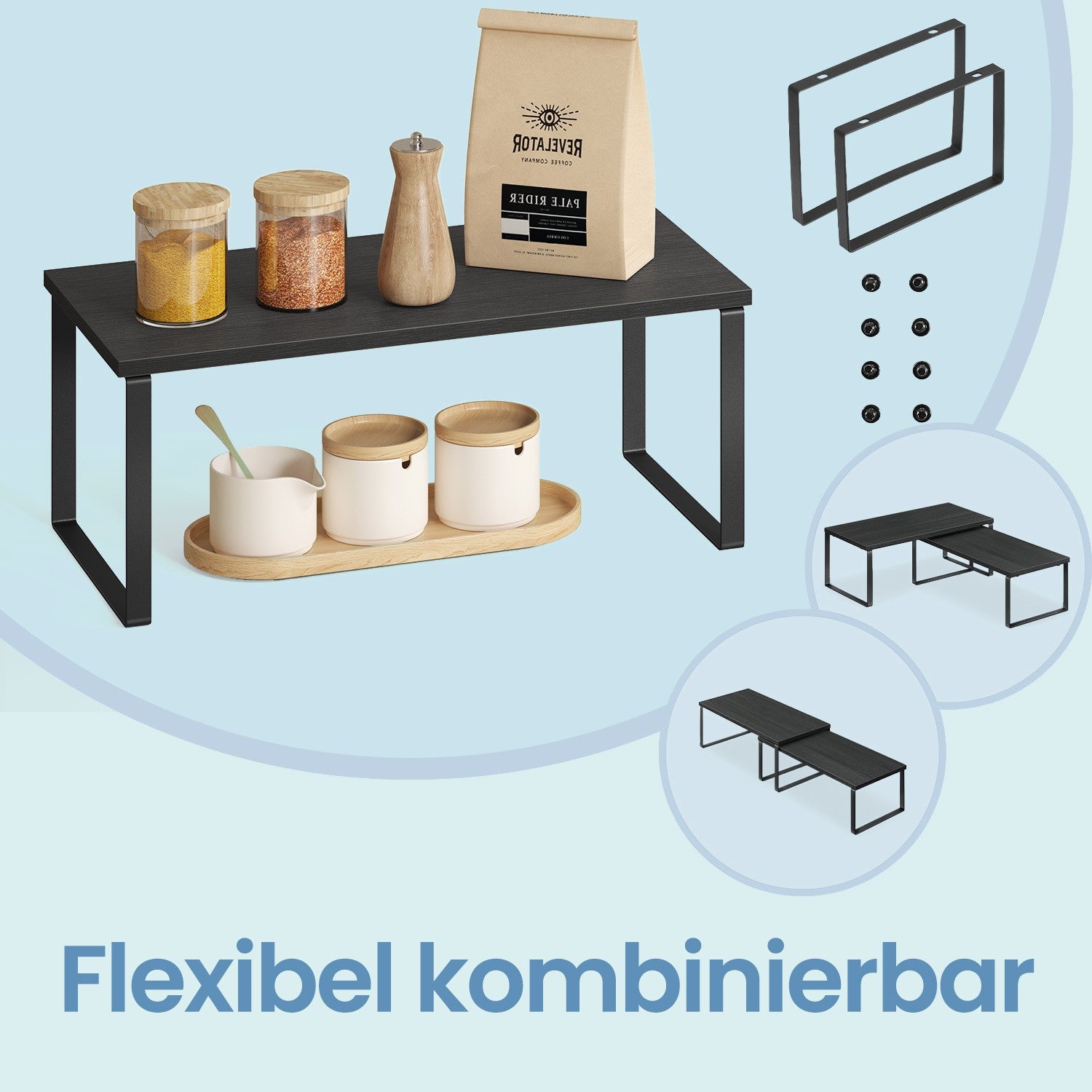Gewürzregal, 2er Set Küchenregal, Küchenaufbewahrung