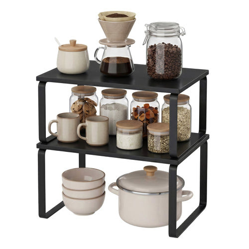 2er Set Küchenregal, stapelbare Gewürzablage, Schrank-Organizer für Küche