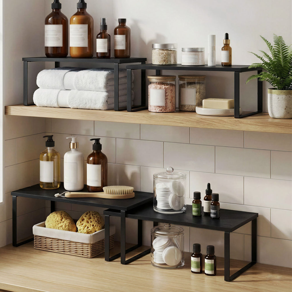 2er Set Küchenregal, stapelbare Gewürzablage, Schrank-Organizer für Küche
