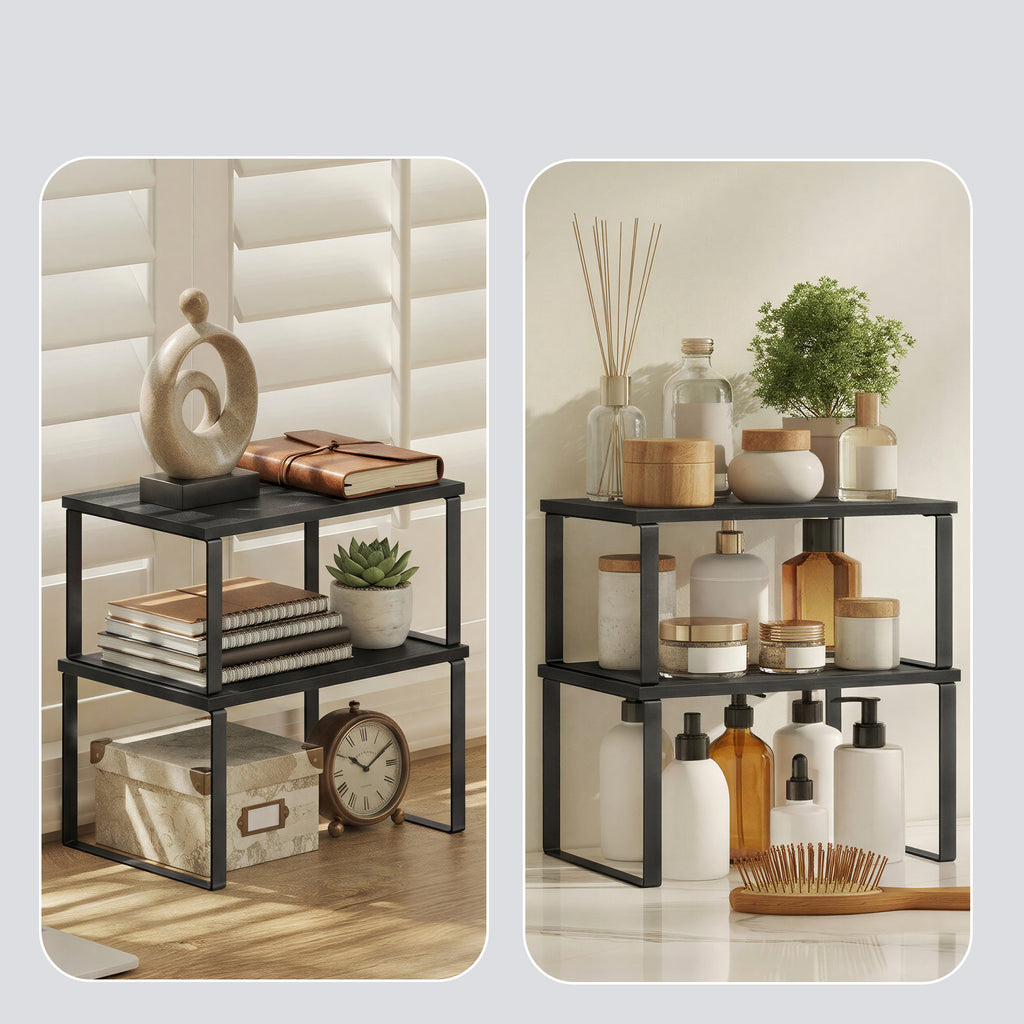 2er Set Küchenregal, stapelbare Gewürzablage, Schrank-Organizer für Küche