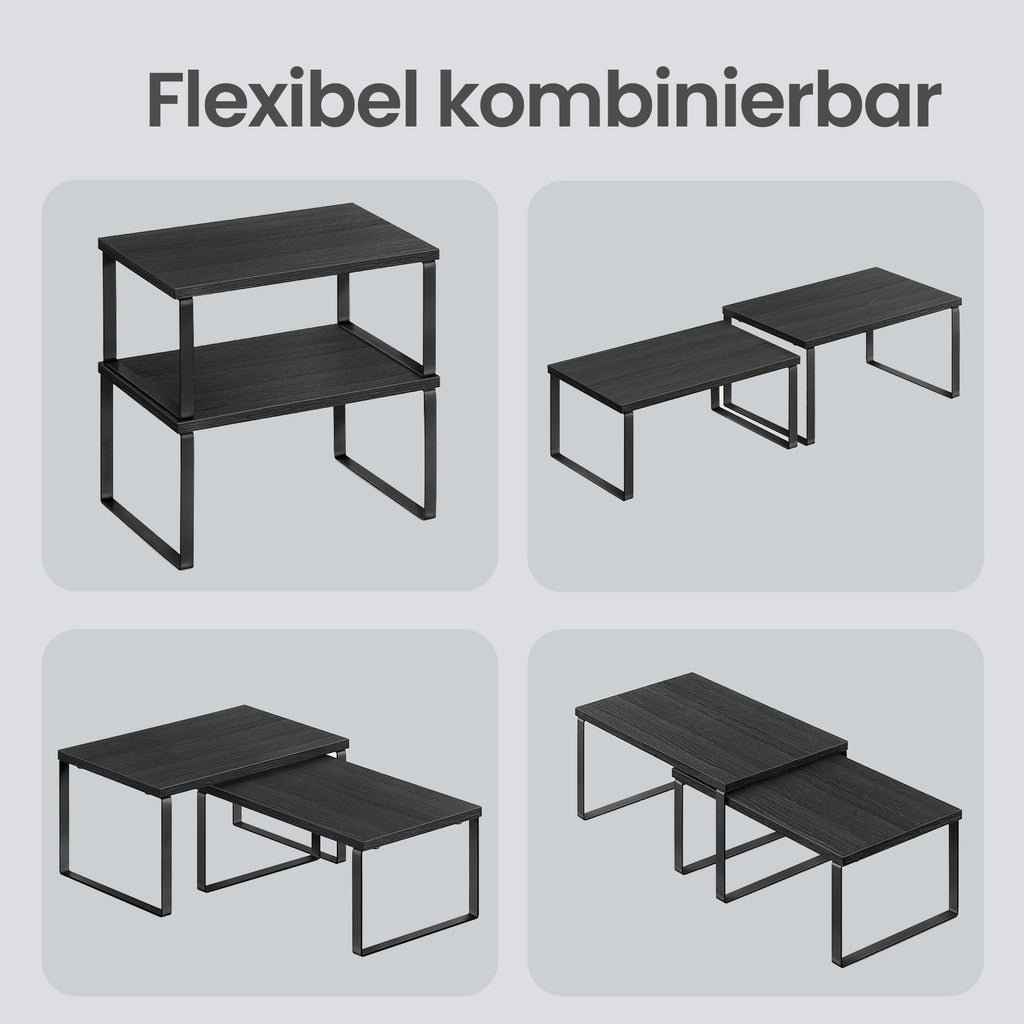 2er Set Küchenregal, stapelbare Gewürzablage, Schrank-Organizer für Küche