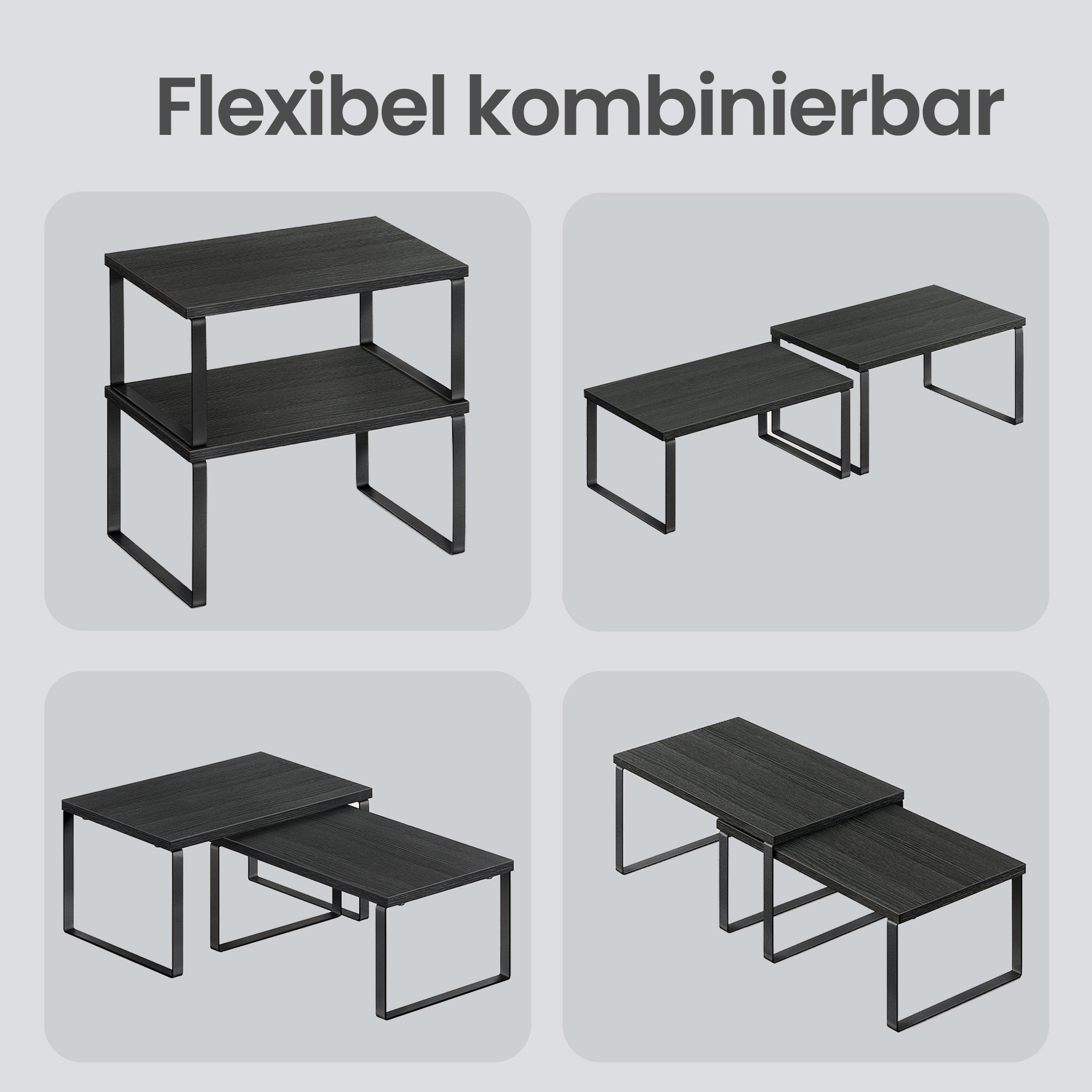 2er Set Küchenregal, stapelbare Gewürzablage, Schrank-Organizer für Küche