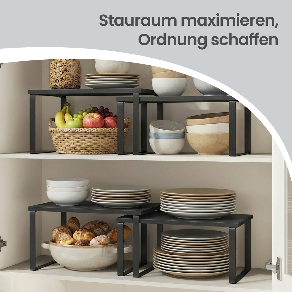2er Set Küchenregal, stapelbare Gewürzablage, Schrank-Organizer für Küche