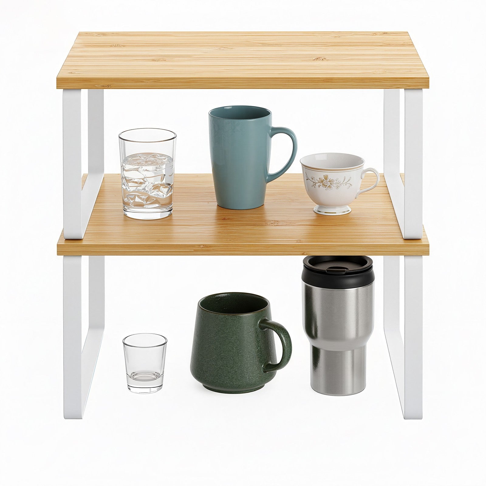 Gewürzständer 2er Set, stapelbar, erweiterbarer Schrank-Organizer für Küche