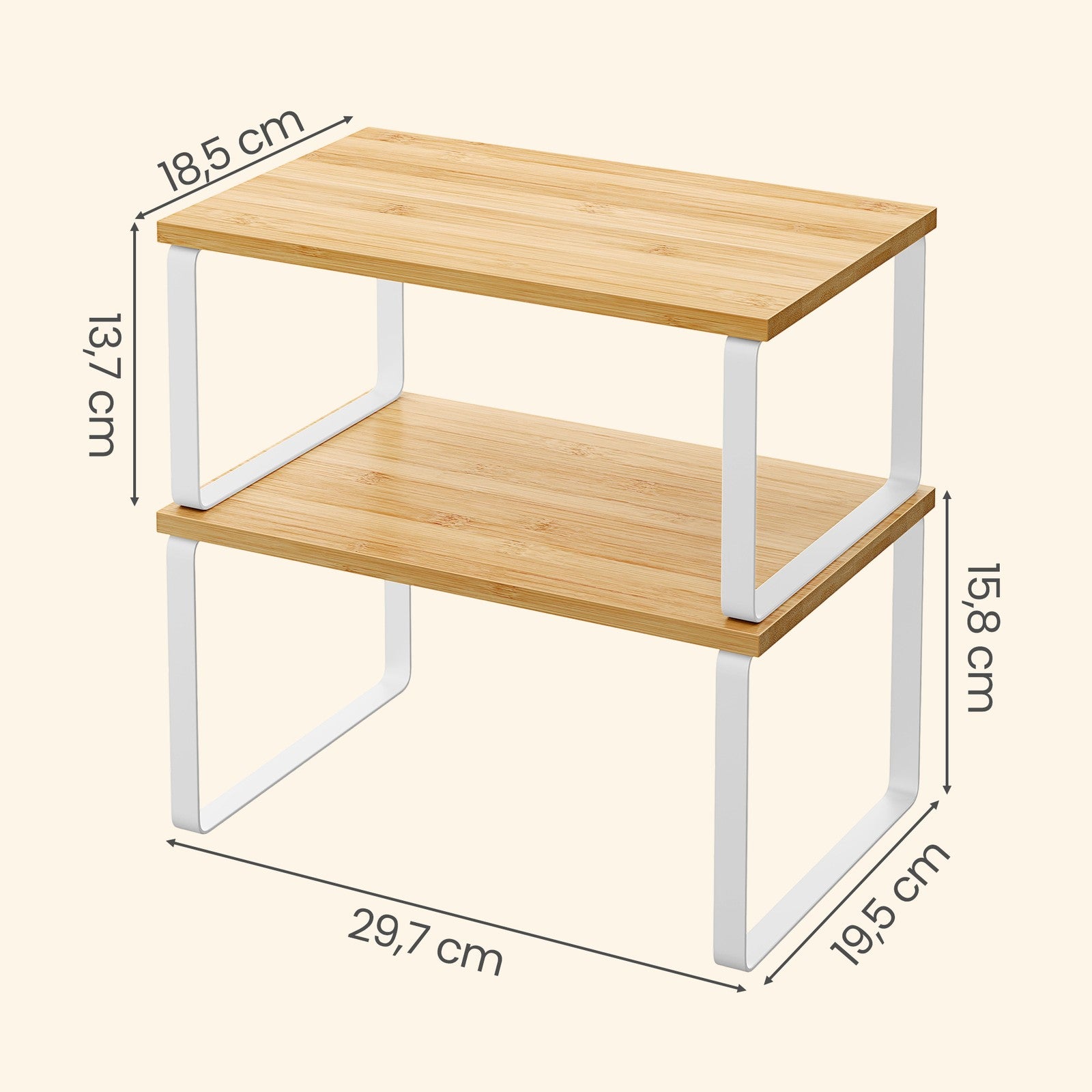 Gewürzständer 2er Set, stapelbar, erweiterbarer Schrank-Organizer für Küche