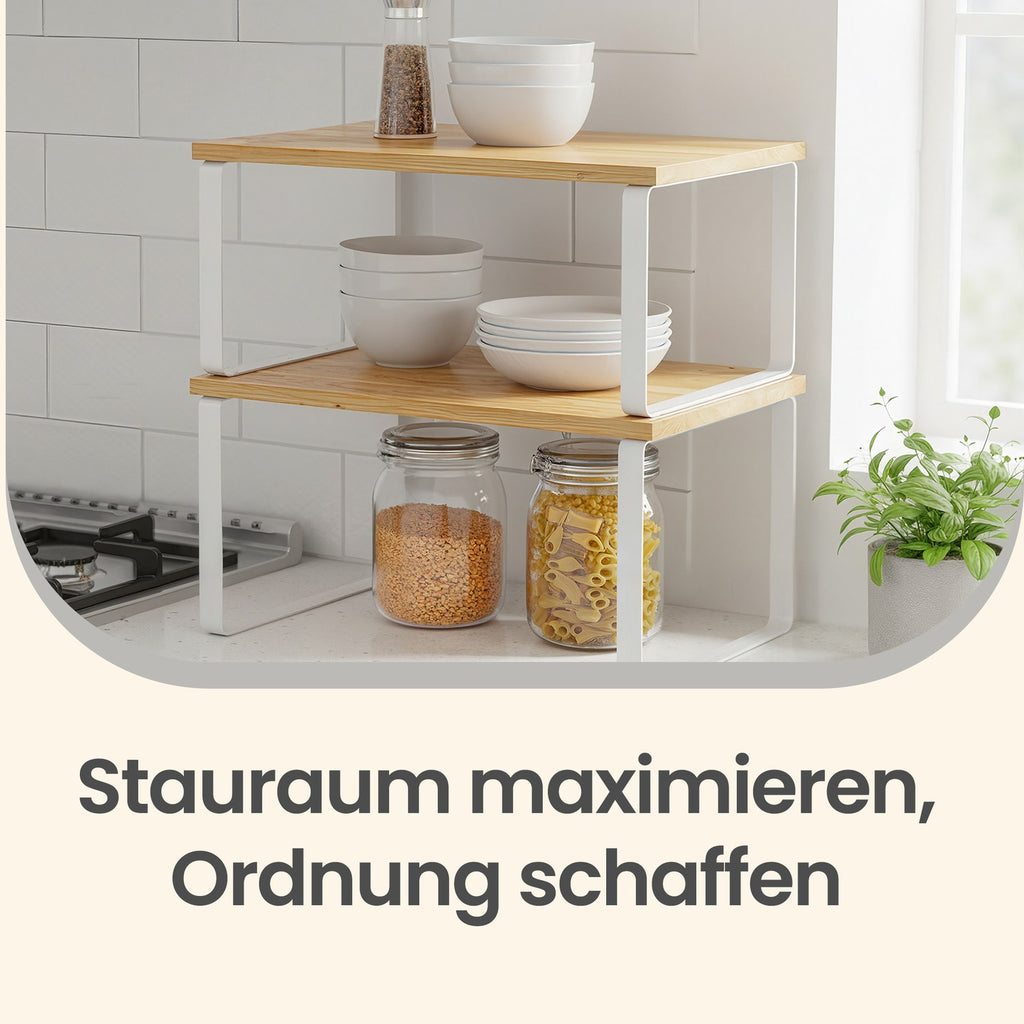 Gewürzständer 2er Set, stapelbar, erweiterbarer Schrank-Organizer für Küche