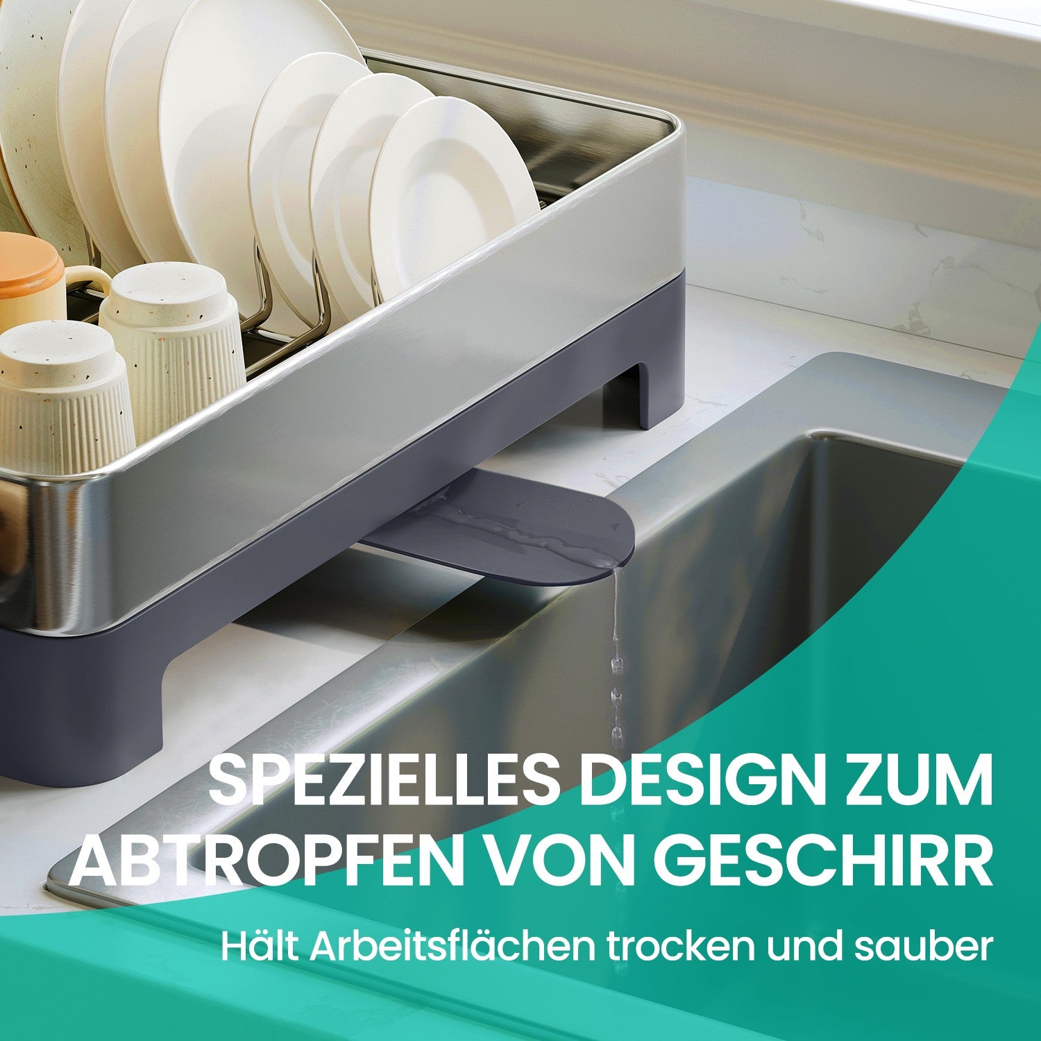 Abtropfgestell, Geschirr-Abtropfständer, Auslauf