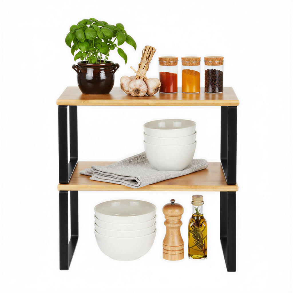Vorratsregal 4er Set, stapelbarer Gewürzhalter, Küchen-Organizer für Küche