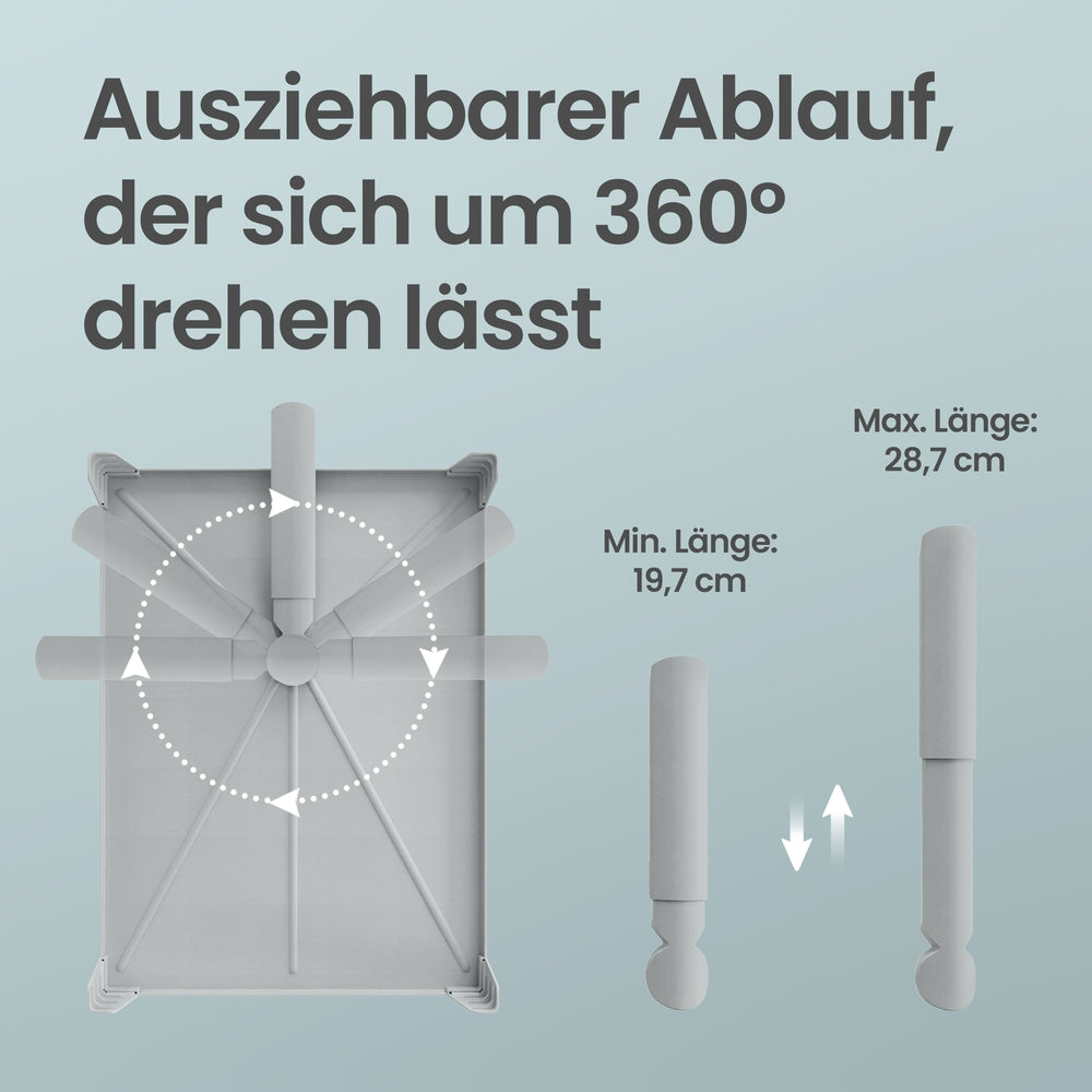 Geschirrständer mit Abtropfschale, drehbarer Ablauf, Besteckhalter