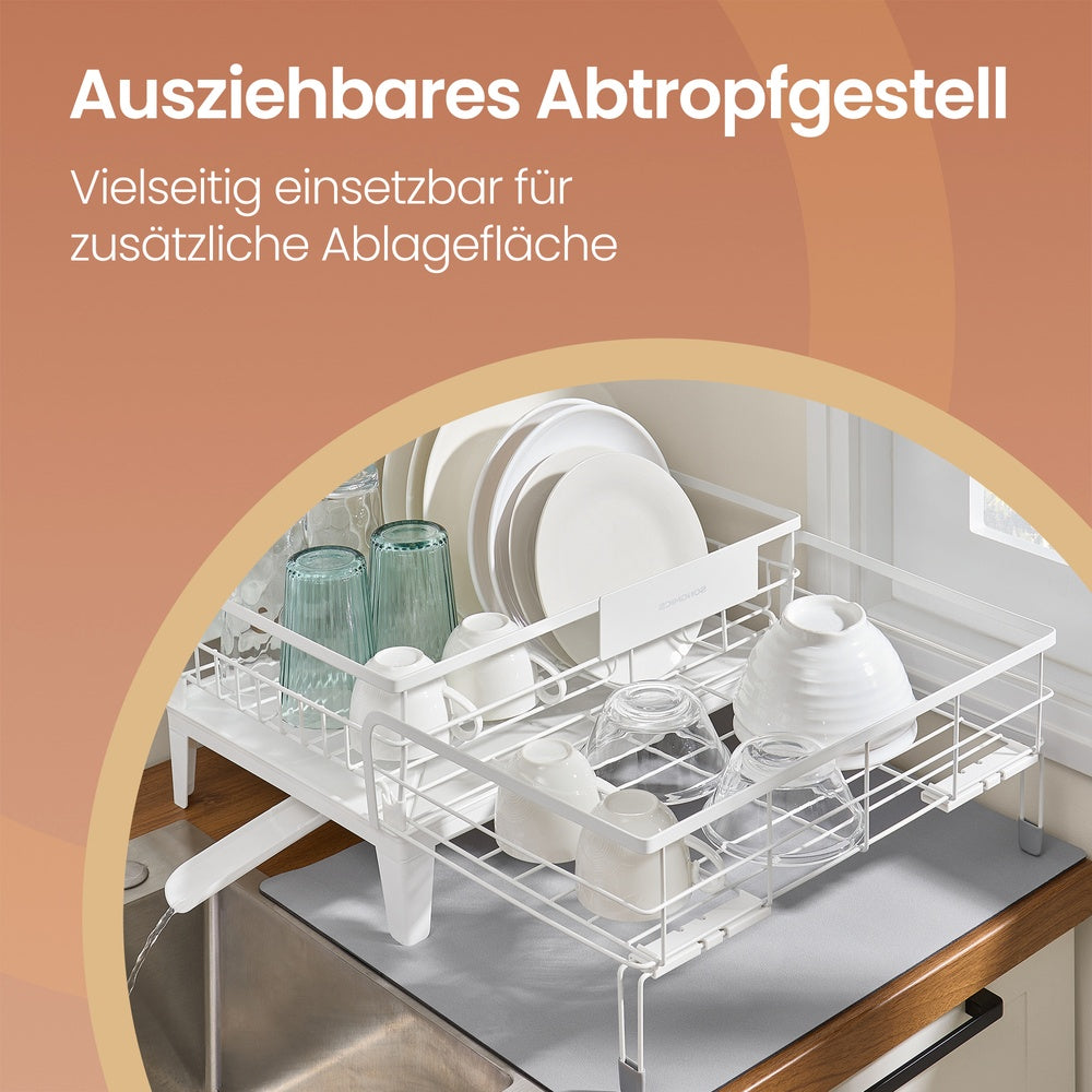 Geschirrständer mit ausziehbarer Abtropfschale, Abtropfgestell, 360° drehbar