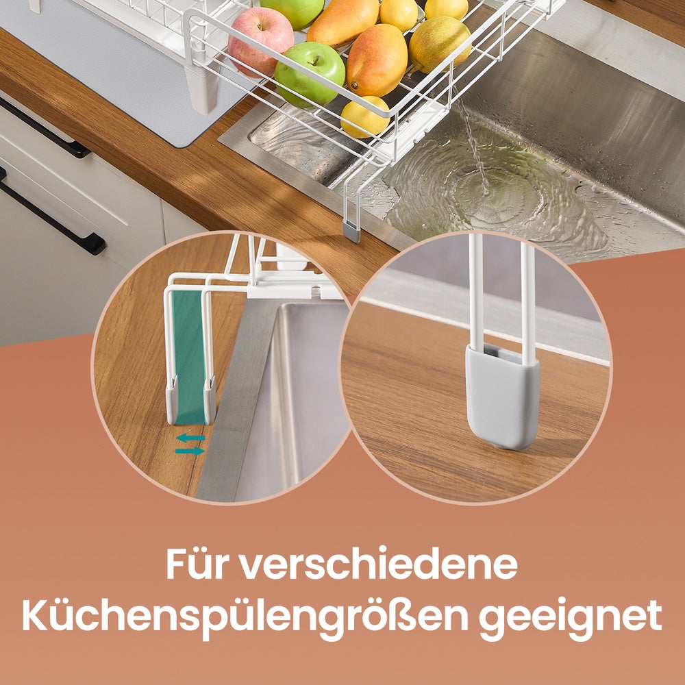 Geschirrständer mit ausziehbarer Abtropfschale, Abtropfgestell, 360° drehbar