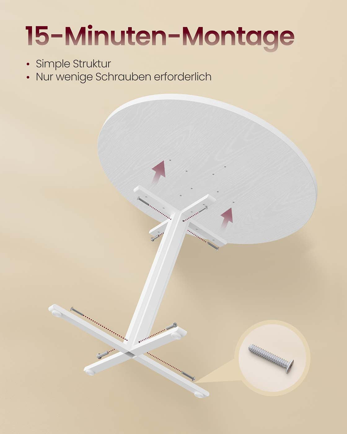 Runder Esstisch für 4 Personen für Esszimmer schneeweiß