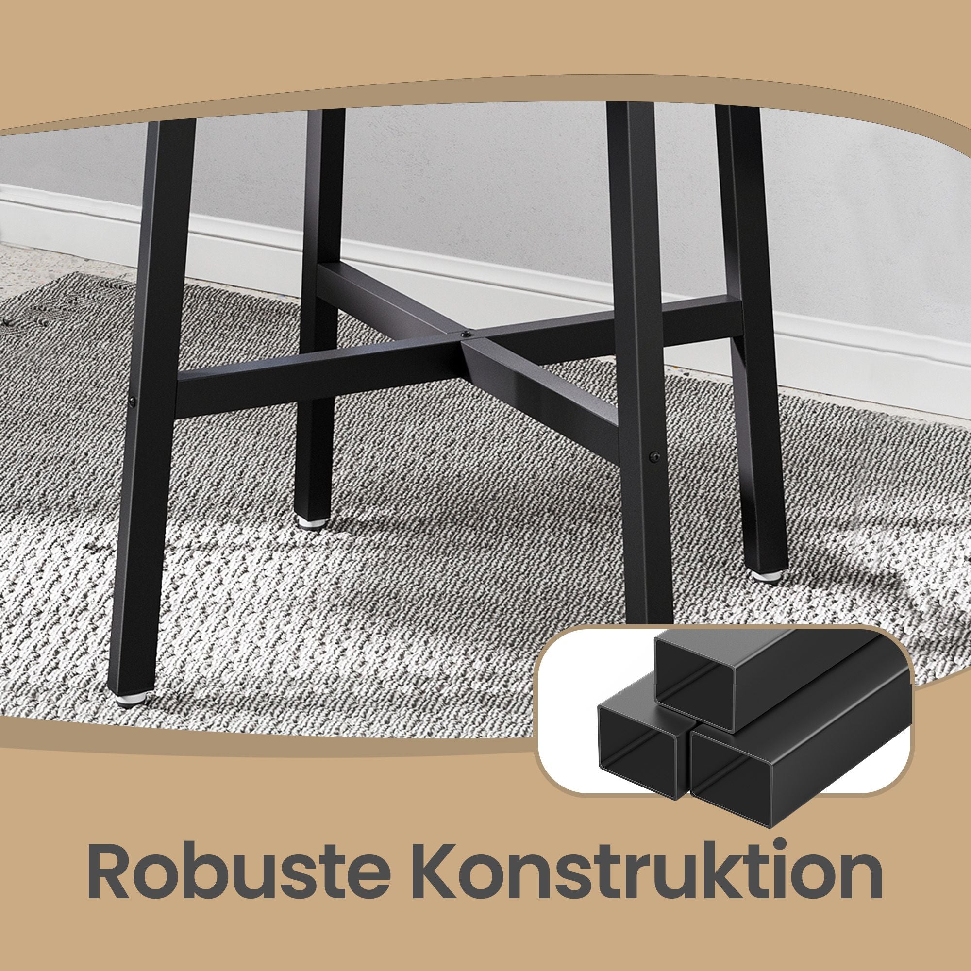 Küchentisch rund, kleiner Esstisch im Industrie-Design, für Büro