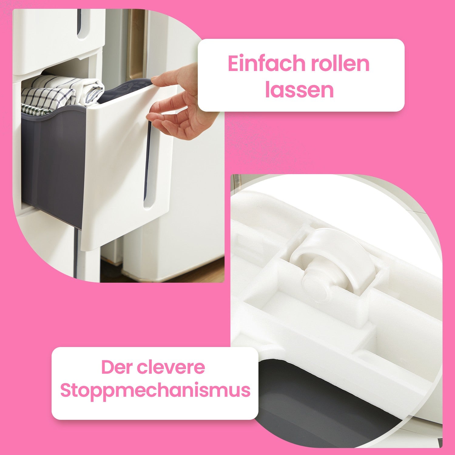 Nischenregal mit Rollen, Rollwagen mit 4 Schubladen, schmal