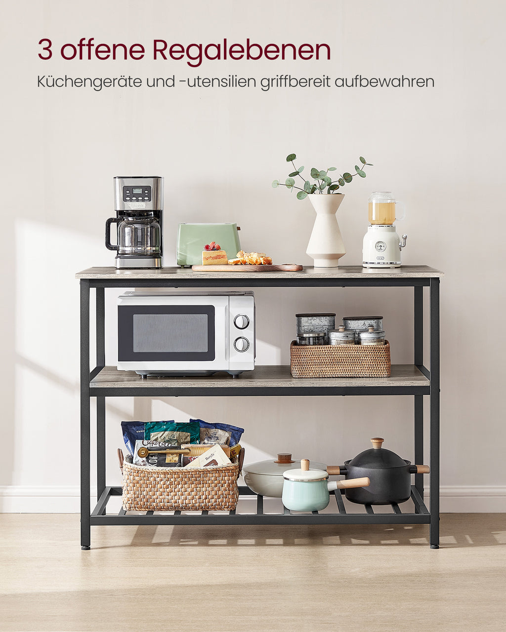 Küchenregal 3-stufig 60 x 120 x 90 cm industriell