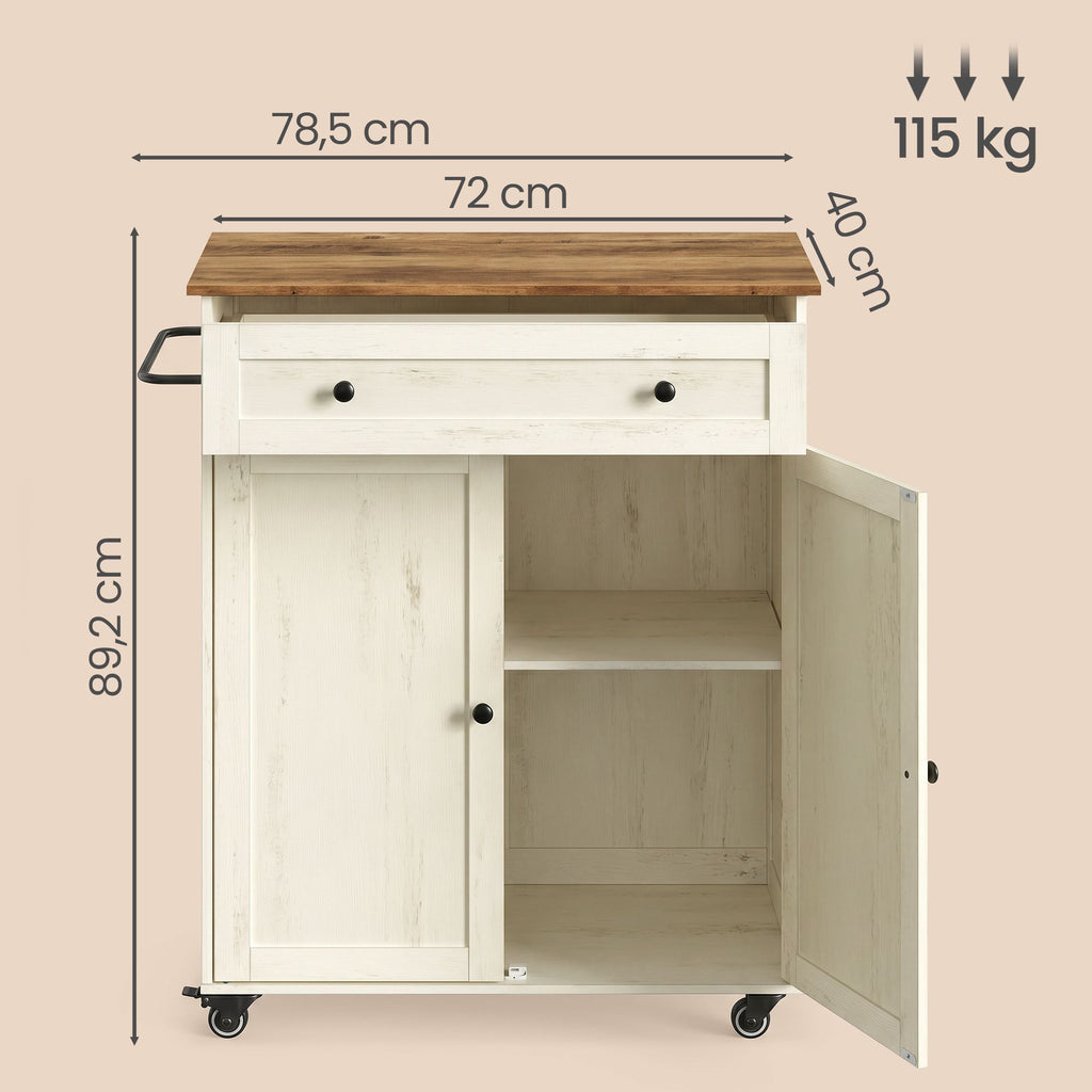 Küchenwagen mit Schrank und Schublade im Landhausstil