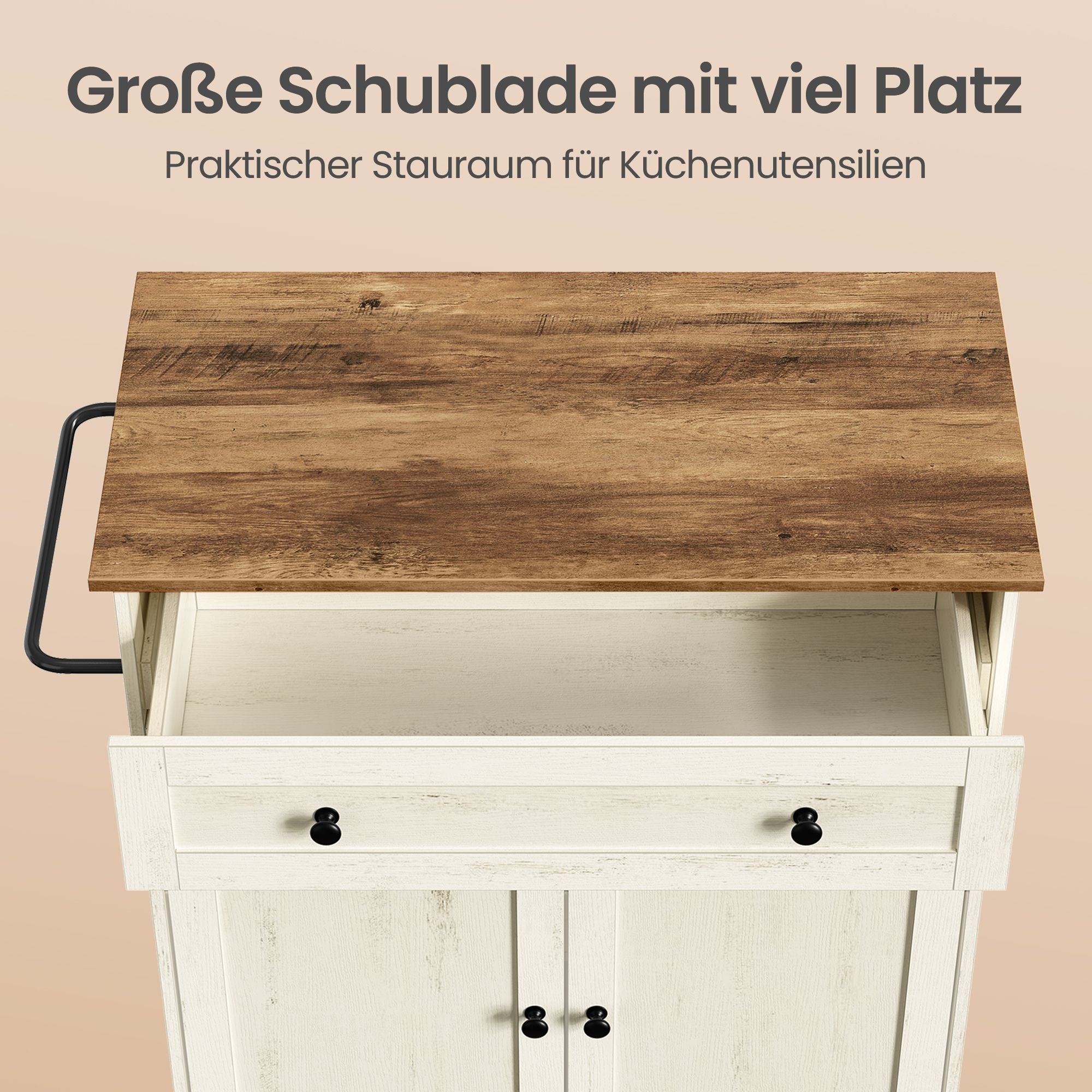 Küchenwagen mit Schrank und Schublade im Landhausstil