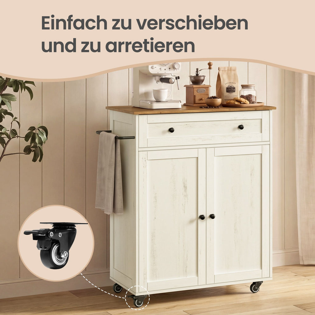 Küchenwagen mit Schrank und Schublade im Landhausstil