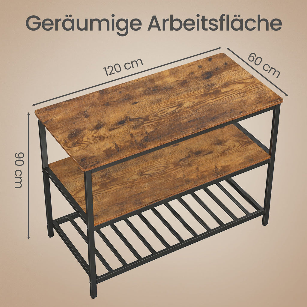 Küchenregal mit großer Arbeitsplatte, 3-stufiges Mikrowellenregal, Stahlrahmen
