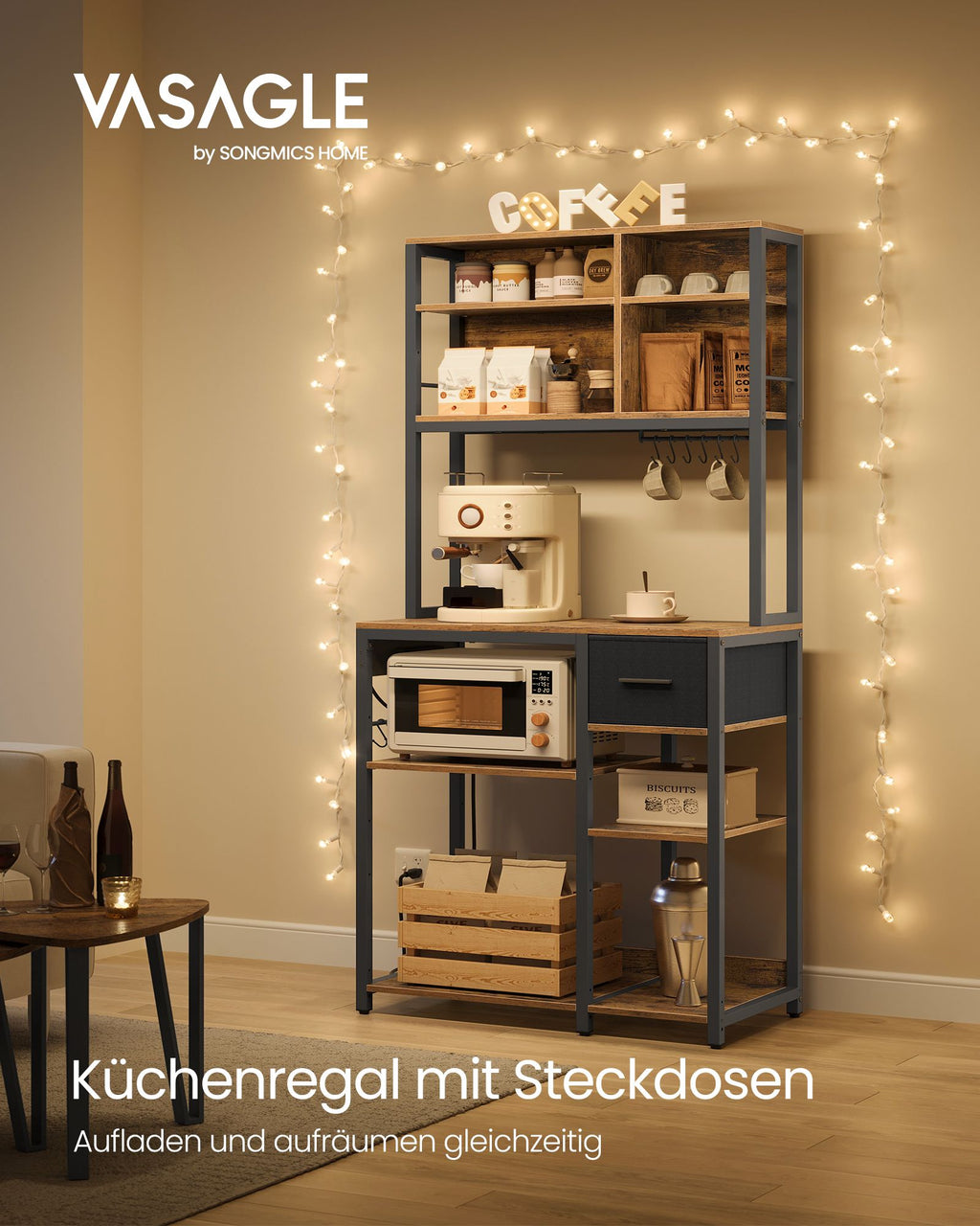 Küchenregal 40 x 80 x 180,4 cm vintagebraun-tintenschwarz