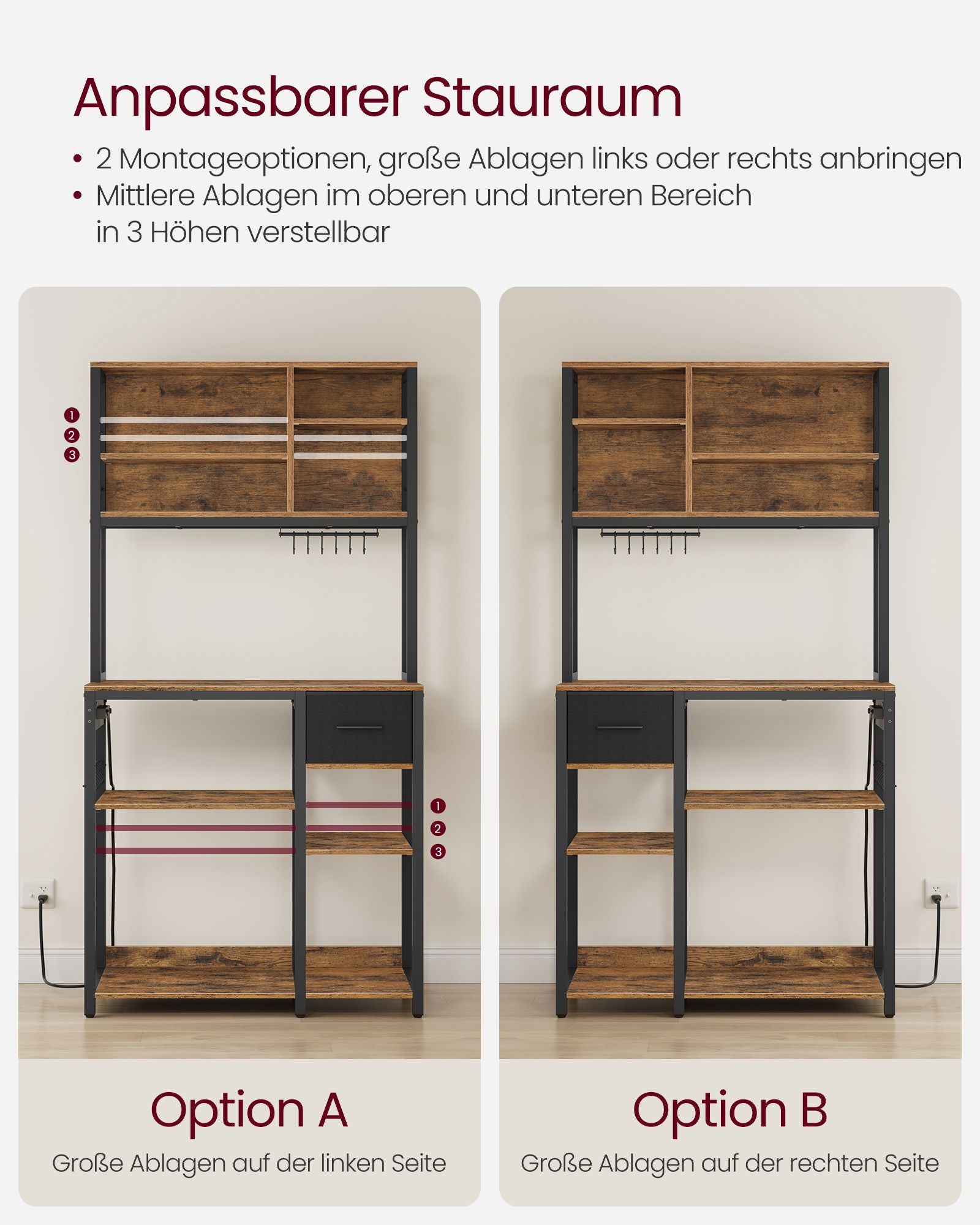 Küchenregal 40 x 80 x 180,4 cm vintagebraun-tintenschwarz