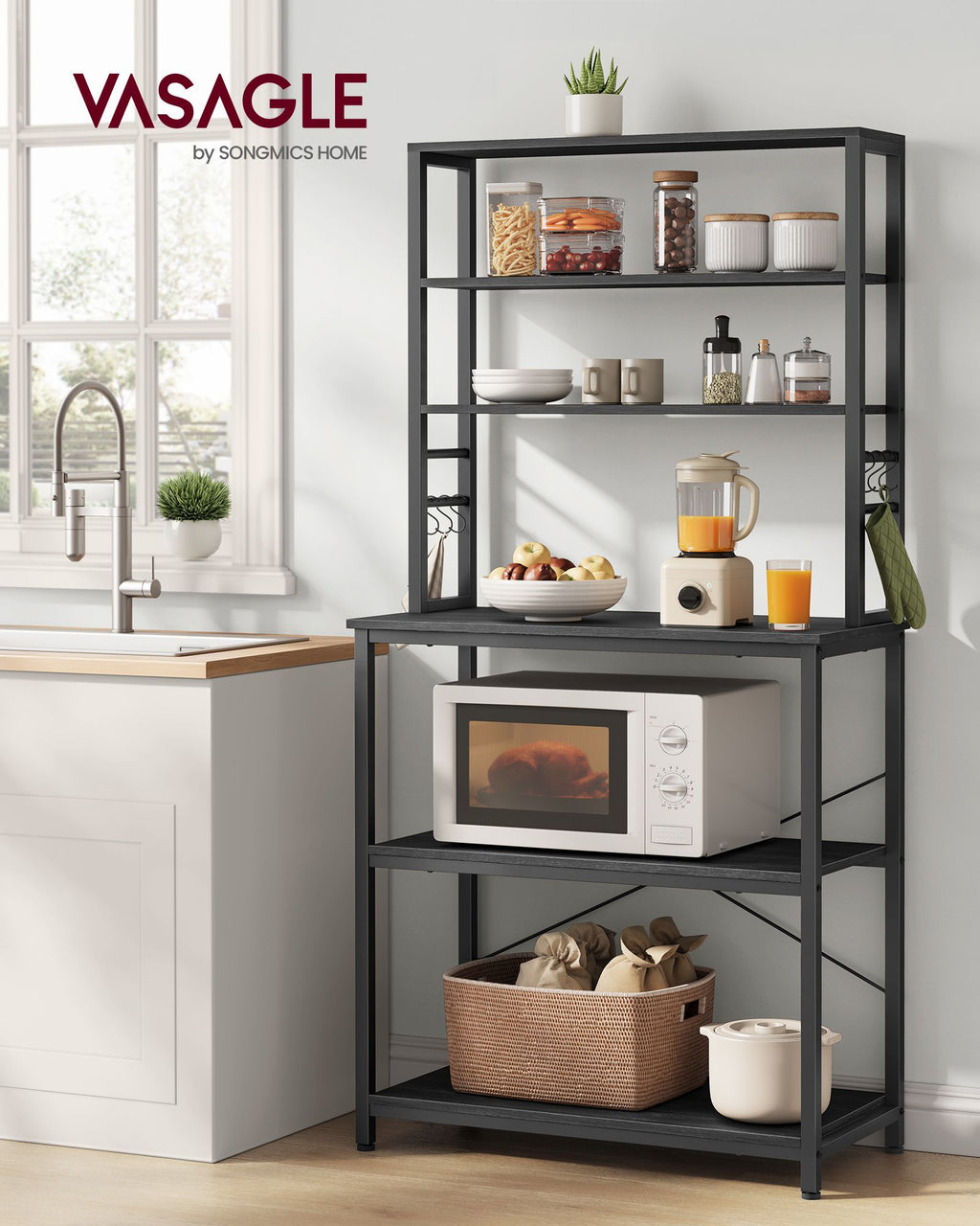 Küchenregal mit Regalebenen und Haken Industrie-Design