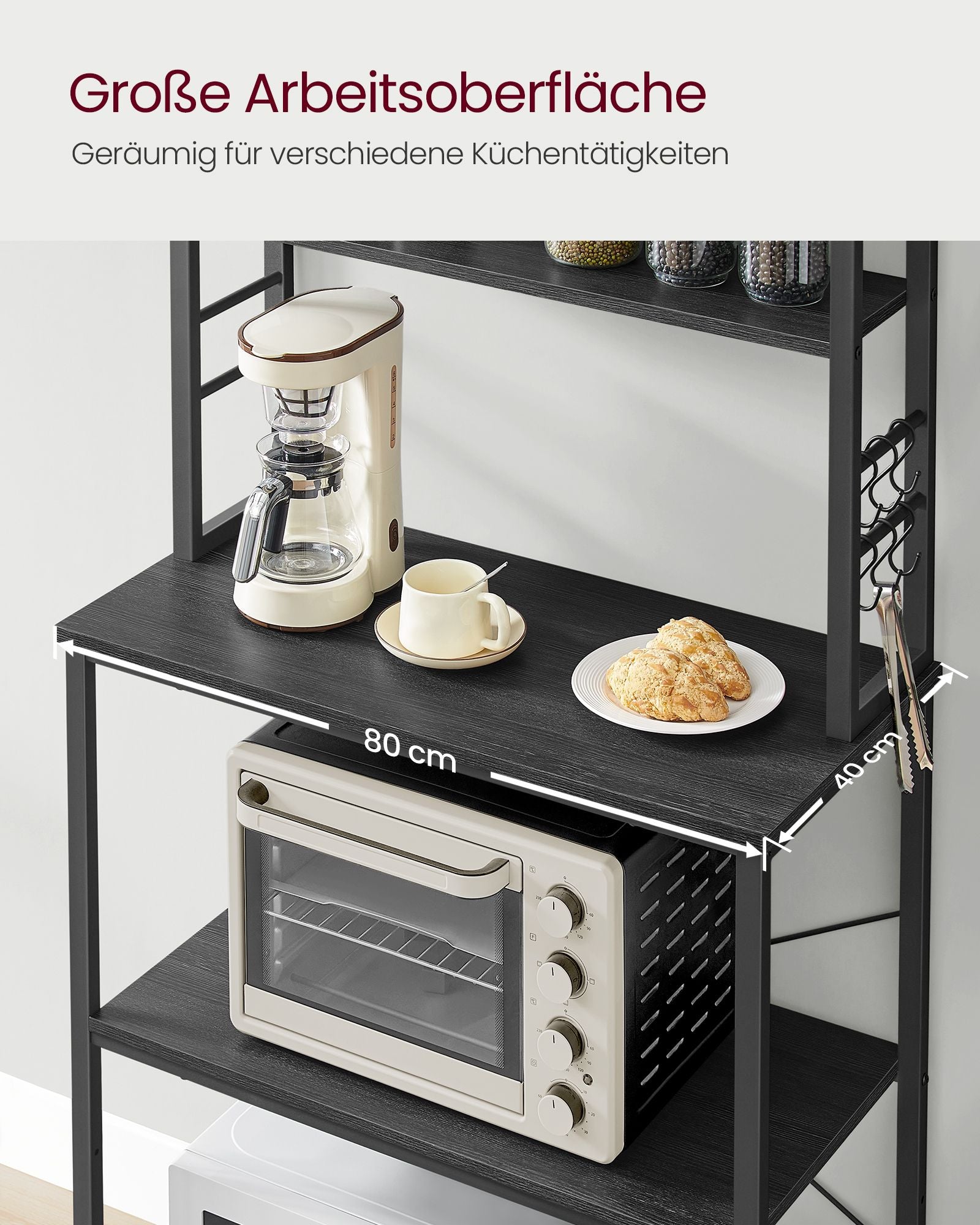 Küchenregal mit Regalebenen und Haken Industrie-Design