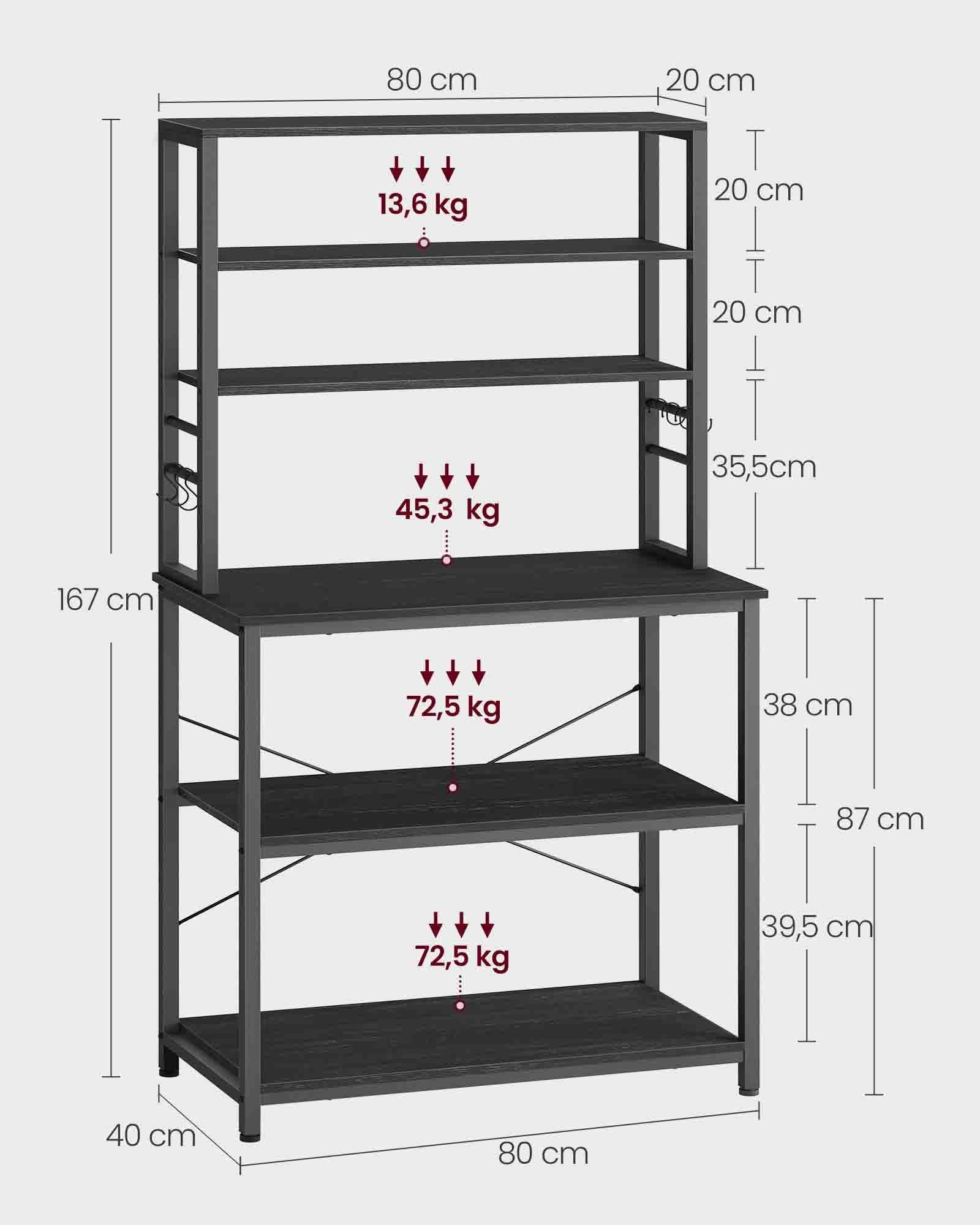 Küchenregal mit Regalebenen und Haken Industrie-Design