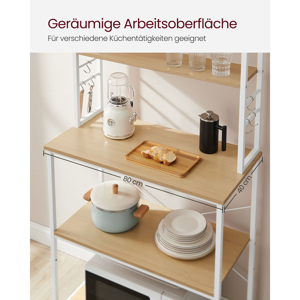 Küchenregal mit 6 Regalebenen und 6 Haken