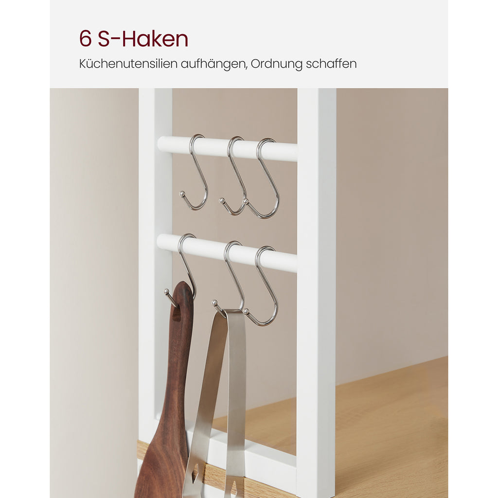 Küchenregal mit 6 Regalebenen und 6 Haken