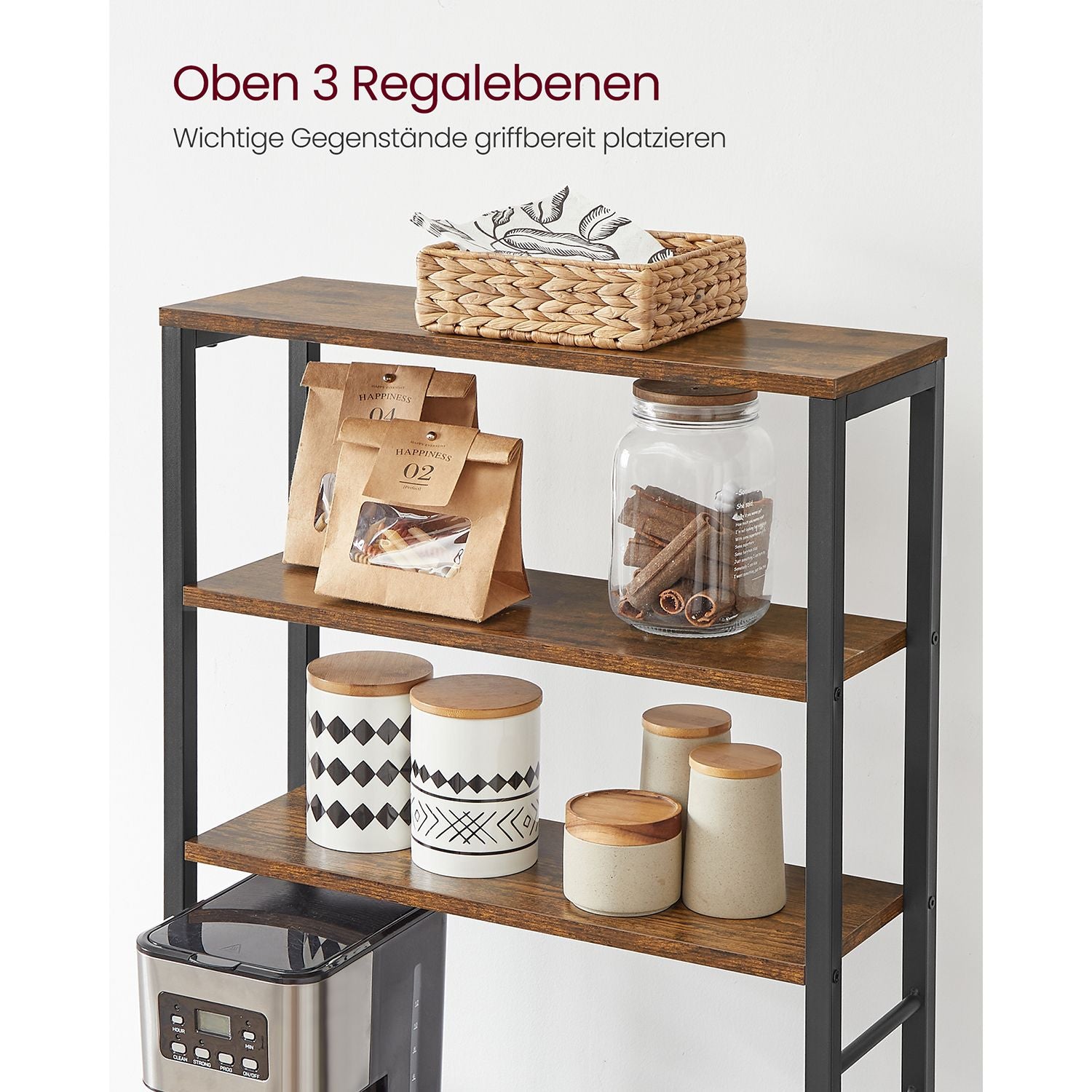 Küchenregal mit Ablagen und Haken