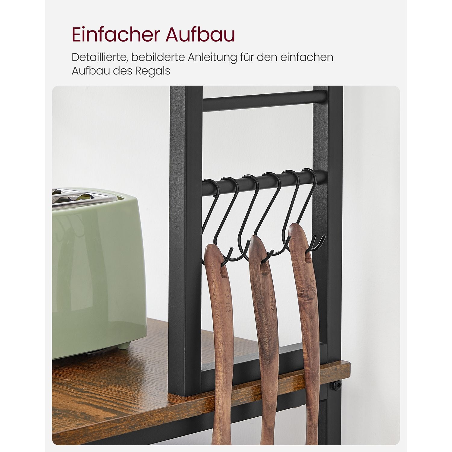 Küchenregal mit Ablagen und Haken