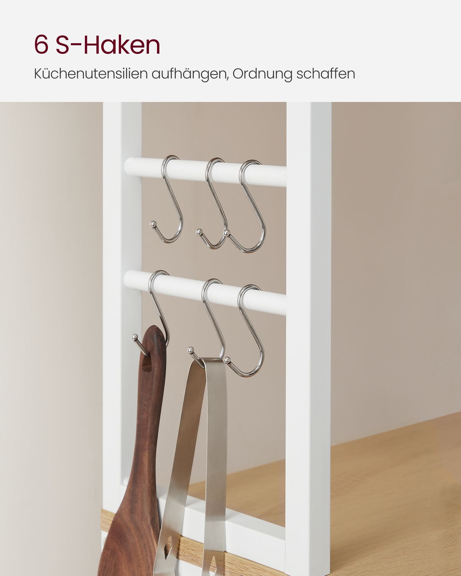 Standregal für Küche Stahlrahmen eichenfarben-weiß