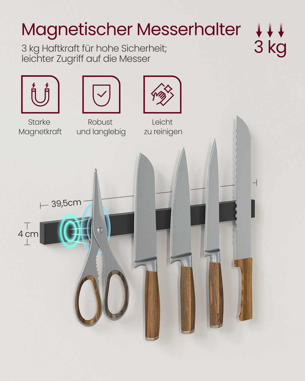 Küchenregal 12 Haken greige-schwarz